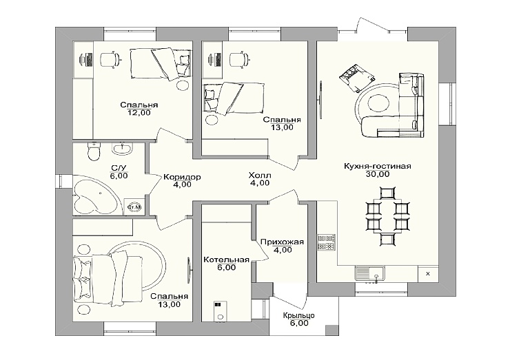 Проект дома из кирпича Ольга