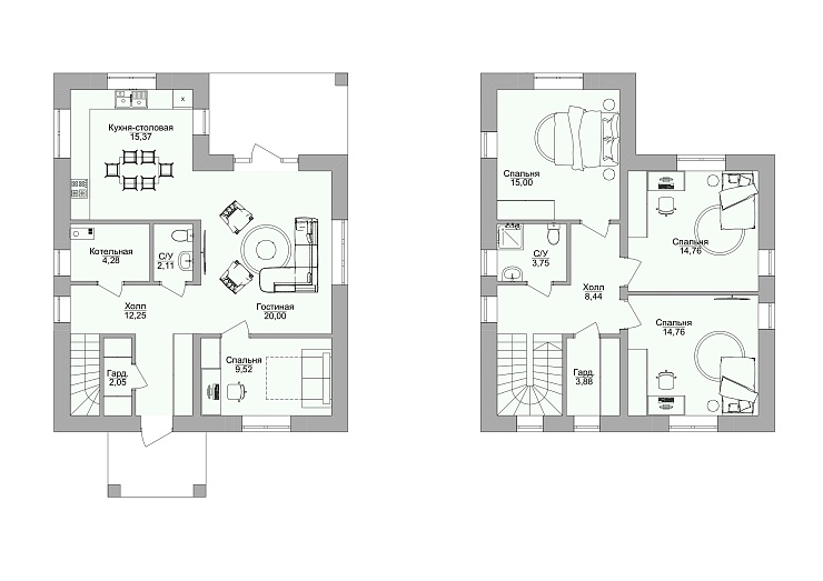 Проект дома из кирпича Любава